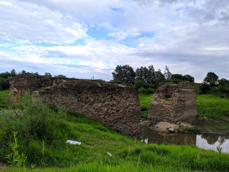 Руины моста Императорской железной дороги на Кузьминском водохранилище